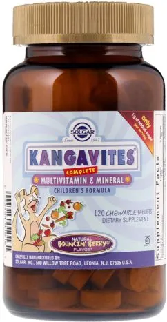 Витамины Solgar Kangavites для детей Вкус ягод 120 таблеток (033984010161)