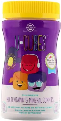 Мультивітаміни Solgar U-Cubes для дітей 60 цукерок (033984525504)