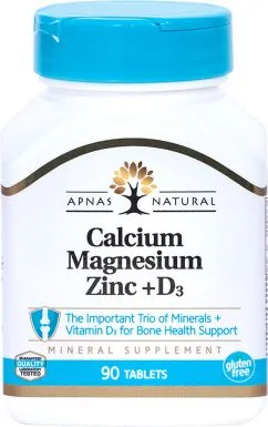 Кальцій, магній, цинк + вітамін D3 Apnas Natural 21th Century 90 таблеток (74098522263)