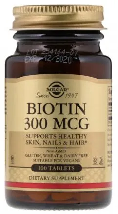 Вітаміни Solgar Біотин В7 300 мкг 100 таблеток (033984002807)