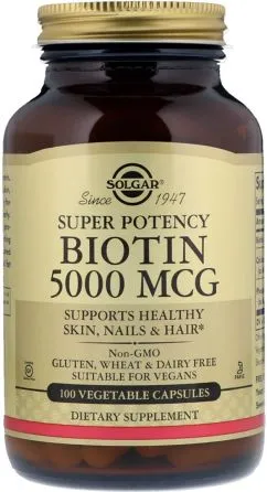 Вітаміни Solgar Біотин В7 5000 мкг 100 капсул (033984003149)
