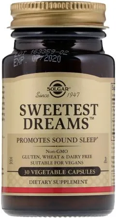 Натуральная добавка Solgar Sweetest dreams для сна с мелатонином и L-теанином 30 капсул (033984019386)