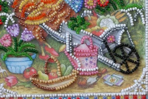 Набір для вишивання бісером Абрис Арт на натуральному художньому полотні Півник-садівник (AM-123) - фото №5