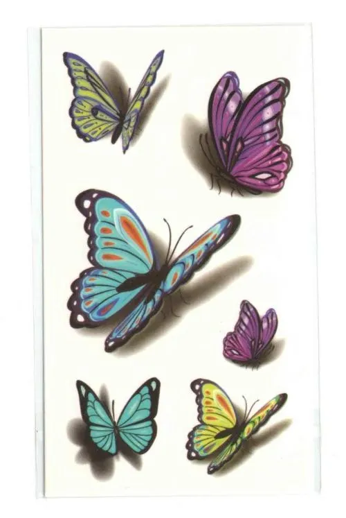 Butterfly тимчасове Flash тату Метелик татуювання-наклейки 6 шт temporary tattoo (220120221557) - фото №2