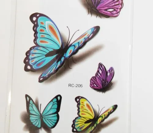 Butterfly тимчасове Flash тату Метелик татуювання-наклейки 6 шт temporary tattoo (220120221557) - фото №3
