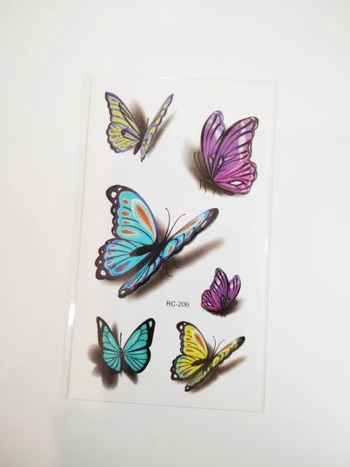 Butterfly тимчасове Flash тату Метелик татуювання-наклейки 6 шт temporary tattoo (220120221557) - фото №5