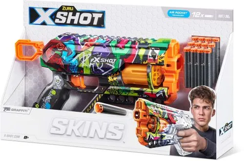 Швидкострільний бластер Zuru X-SHOT Skins Griefer Graffiti 12 патронів (193052045041) - фото №2