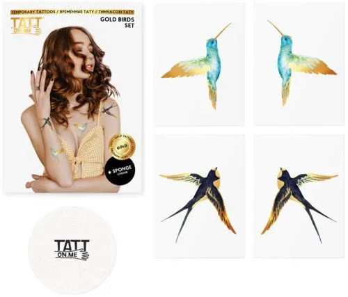 Тимчасові тату TATTon.me Gold Birds set (TSGoldBirds) (4820191131699) - фото №2
