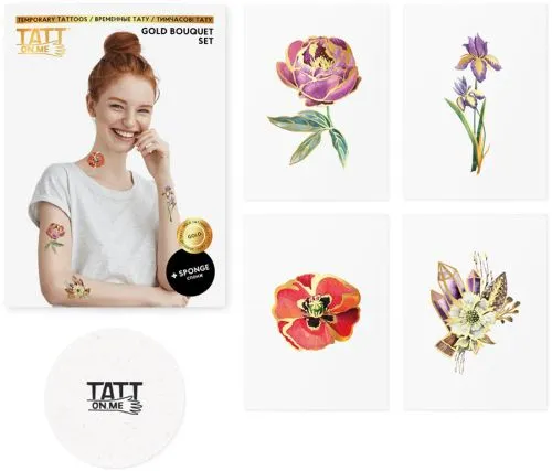 Тимчасові тату TATTon.me Gold Bouquet Set NEW (TSGoldBouquet) (4820191131705) - фото №2