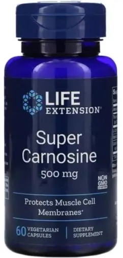 Супер Карнозин, Super Carnosine, Life Extension, 500 мг, 60 вегетаріанських капсул (737870202066)