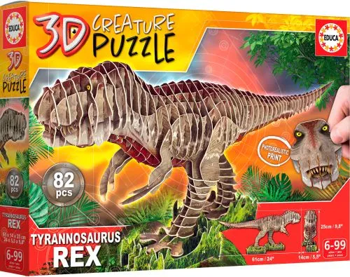 3D пазл Educa T-Rex 82 елементи (8412668191822) - фото №2