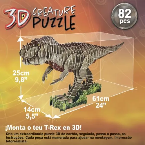 3D пазл Educa T-Rex 82 елементи (8412668191822) - фото №4