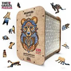 Дерев'яний Пазл THEGRAVIX "Ведмідь Фігурний" - L -39 х 59 см 225 деталей (04015)