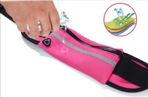 Спортивна сумка для бігу на пояс Xiamen RanBag з кишенею на пляшку 20х10х2 см Рожевий (PH050307) - фото №3