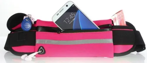 Спортивна сумка для бігу на пояс Xiamen RanBag з кишенею на пляшку 20х10х2 см Рожевий (PH050307) - фото №4
