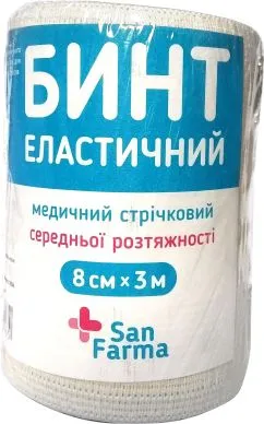 Бинт San Farma медичний еластичний 8 см х 3 м (4820208130165)