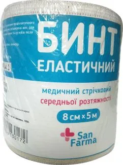 Бинт San Farma медичний еластичний 8 см х 5 м (4820208130172)
