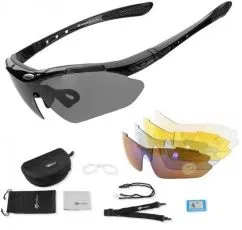 Спортивные тактические очки RockBros Polarized 5 линз UV400 черные (10003)