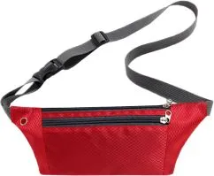 Спортивная сумка для бега на пояс Xiamen влагозащищенная с 3 карманами 31х11 см Красная (PH050578)
