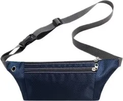 Спортивная сумка для бега на пояс Xiamen влагозащищенная с 3 карманами 31х11 см Темно-синяя (PH050579)