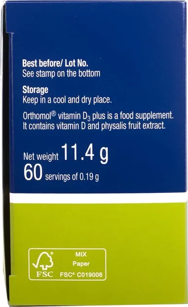 Вітаміни та мінерали Orthomol Vitamin D3 Plus (для кісткового скелету та структури кісток) (12502528) - фото №2