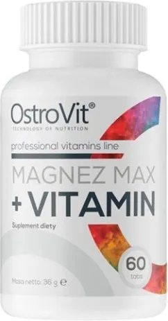 Вітаміни та мінерали OstroVit Magnez MAX + Vitamin 60 таблеток (5902232612158)