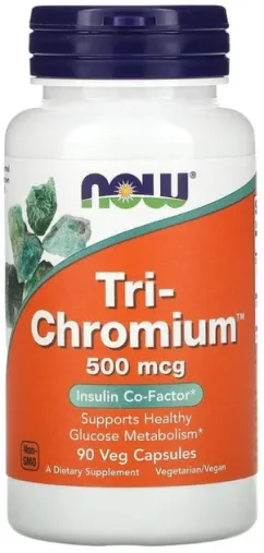 хром NOW Foods Tri-Chromium 500 мкг 90 веганских капсул (2000051600011)