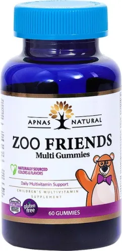 Вітаміни Apnas Natural Zoo Friends для дітей жувальні 60 капсул (740985276198)