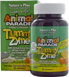 Комплекс Natures Plus Animal Parade Tummy Zyme для улучшения пищеварения Тропический фрукт 90 жевательных таблеток (97467299474)