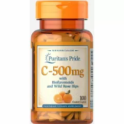 Витамины Puritans Pride Vitamin C 500 мг с биоflavonoids Rose Hips 100 таблеток (074312104305)
