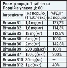 Витамины Sporter Vitamin B Complex - 60 таблеток (4820249720516) - фото №2