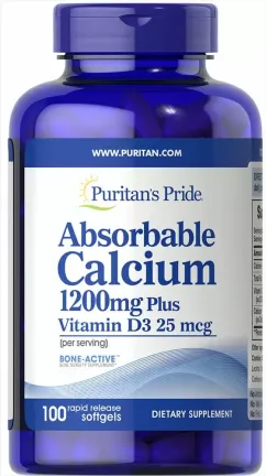 Кальций и витамин Д3 Puritan's Pride Absorbable 1200 мг/1000 МЕ, 100 капсул (074312162725)