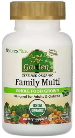 Органічні мультивітаміни для всієї сім'ї, Source of Life Garden, Natures Plus, 60 ж. таблеток (097467307506)