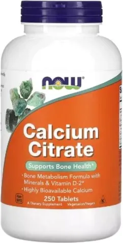 Цитрат Кальция, Calcium Citrate Caps, Now Foods 250 таблеток (733739012326)