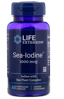 Морской йод, Sea-Iodine, Life Extension, 1000 мкг, 60 вегетарианских капсул (737870174066)
