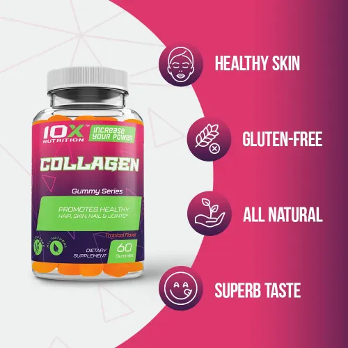 Колаген, Collagen, 10X Nutrition USA, 60 жувальних цукерок (717340890832) - фото №5