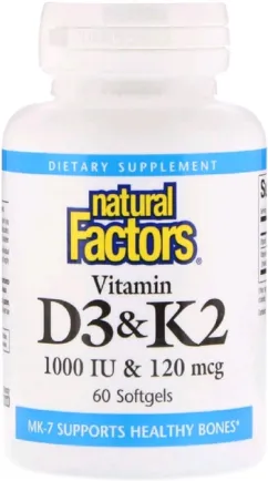 Вітаміни Natural Factors Vitamin D3 & K2 60 гелевих капсул (68958012926)