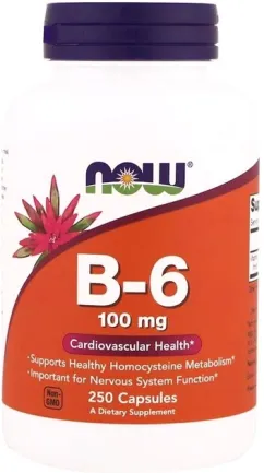 Вітамін В6 (Піридоксин), Vitamin B6, Now Foods 100 мг, 250 капсул (733739004581)