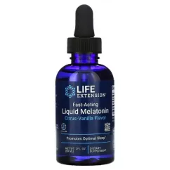 Мелатонин жидкий, быстродействующий с цитрусово-ванильным вкусом, Fast-Acting Liquid Melatonin, Life Extension, 2 жидких унции (59 мл) (737870223429)