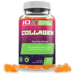Колаген, Collagen, 10X Nutrition USA, 60 жувальних цукерок (717340890832)