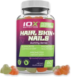 Вітаміни для волосся, шкіри та нігтів, Hair, Skin and Nails, 10X Nutrition USA, 5000 мкг, 60 жувальних цукерок (717340890818)
