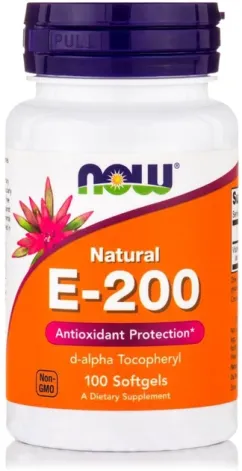 Вітамін E, Е-200, Now Foods 100 желатинових капсул (733739008251)