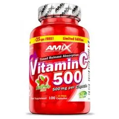 Витамины Amix C-Vitamin + Rose Hips 500mg 125 капсул (8594159533370)