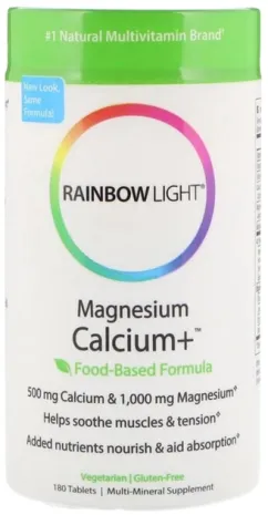 Витамины Rainbow Light магний кальций + Magnesium Calcium + Food-Based Formula 180 таблеток (21888101023)