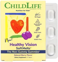 Витамины ChildLife здоровое зрение натуральный ягодный вкус Healthy Vision SoftMelts Natural Berry Flavor 27 жевательных конфет (608274100503)