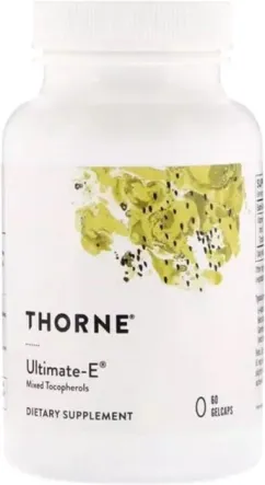 Витамины Thorne Research Витамин E, Смесь токоферолов, Ultimate-E, 60 гелевых капсул (693749143017)
