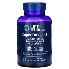 Супер Омега-3, Omega Foundations, Super Omega-3, Life Extension, 60 желатинових капсул (737870198369)