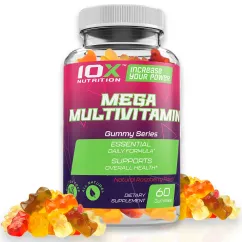 Мультивітаміни, Mega Multivitamin, 10X Nutrition USA, 60 жувальних цукерок (717340890825)