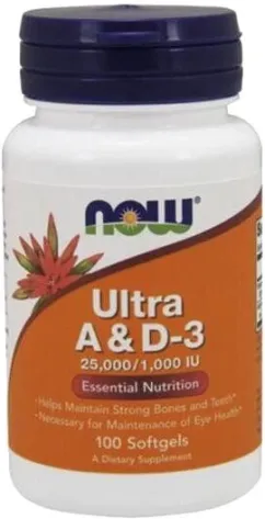 Витамины NOW Ultra A&D-3 25.000/1.000 IU 100 софткапсул (733739003614)