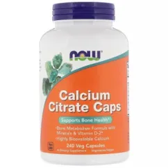 Цитрат кальцію, Calcium Citrate Caps, Now Foods 240 вегетаріанських капсул (733739012371)